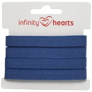 Infinity Hearts Bomullsband Fiskbensvävt 10mm 07 Blå – 5m Expressleverans