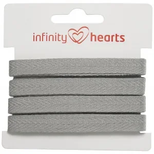 Infinity Hearts Bomullsband Fiskbensvävt 10mm 05 Ljus grå – 5m Kampanjpris
