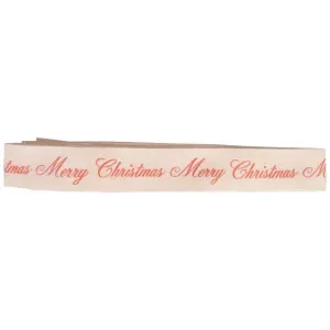 Infinity Hearts Tygband/Presentsnöre Merry Christmas Röd 20mm – 3 meter Sänkt pris