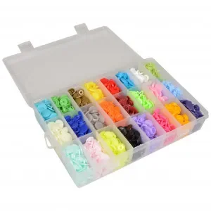 Extra rabatt Infinity Hearts Tryckknappar i plastlåda Deluxe plast 24 st. färger 12 mm – 360 st