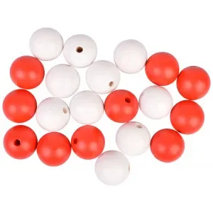 Kampanjpris Infinity Hearts Träpärlor/Träkulor Trä Rund Röd/Vit 30mm – 20 st