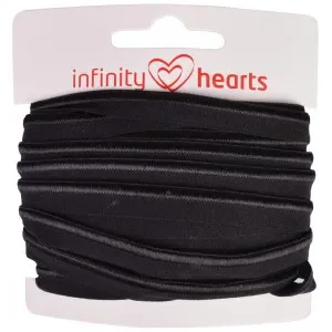 Premium Infinity Hearts Passpoalband Stretch 10mm 030 Svart – 5m