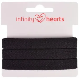 Infinity Hearts Bomullsband Fiskbensvävt 10mm 09 Svart – 5m Fynd