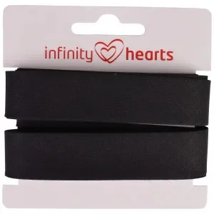 Snabb frakt Infinity Hearts Kantband/Snedslå Bomull 40/20mm 02 Svart – 5m