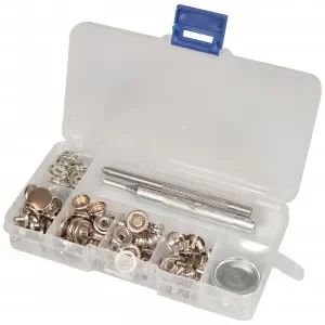 Infinity Hearts Tryckknappar i plastlåda med verktyg metall Blank silver 12,5 mm – 120 stycken Billig