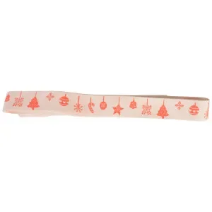 Sänkt pris Infinity Hearts Tygband/Presentsnöre Ass. Julmotiv Röd 20mm – 3 meter