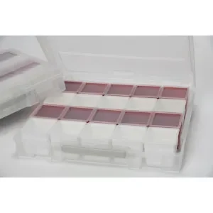 Infinity Hearts Hobbylåda/Plastlåda med 20 uttagbara fack Plast Transparent/Vit/Röd 40,4x34,9x7,3cm Rea