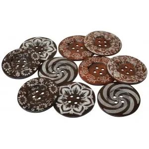 Lågt pris Infinity Hearts knappar Trä med mönster Ass. färger 6cm – 10 st.