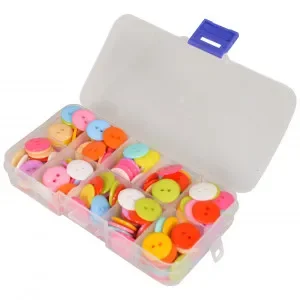 Infinity Hearts knappar i Plastlåda 2-håls Runda Plast, Ass. Färger, 15mm – 200 st Nyhet