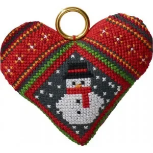 Permin Broderikit Snögubbe i hjärta 9x8cm Rabatt