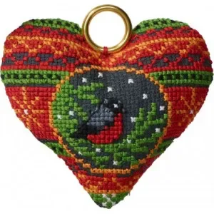 Permin Broderikit Domherre i hjärta 9x8cm Outlet