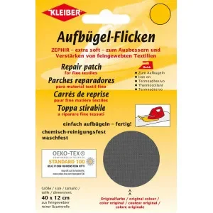 Populärt val Kleiber Strykmärke/Reparationslapp Zephir Bomull Mörkgrå 40x12 cm – 1 st.