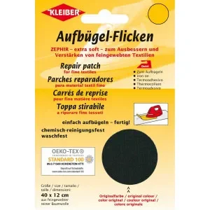 Kleiber Strykmärke/Reparationslapp Zephir Bomull Svart 40x12 cm – 1 st. Handla nu