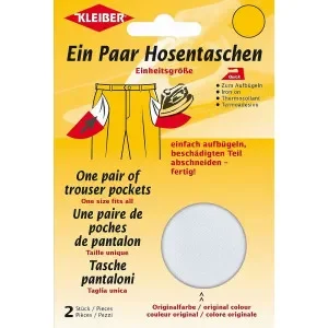 Nyhet Kleiber Reparationsficka till Byxor Vit 18,5x16cm – 2 st