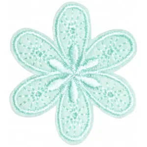 Strykmärke Blomma Turkos 4,5x4cm Lågt pris
