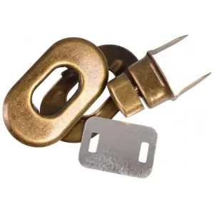 Prym Vridlås/Väsklås Mjukt Stål Antik Mässing 35x20mm – 1 st Kundfavorit
