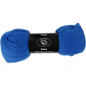 Snabb frakt Kardad ull – Merino Garn, 21 my, 100 g, koboltblå