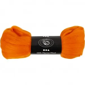 Bästa pris Kardad ull – Merino Garn, 21 my, 100 g, orange