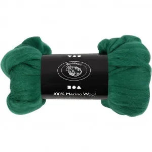 Extra rabatt Kardad ull – Merino Garn, 21 my, 100 g, grön