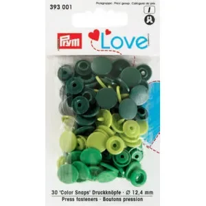 Utförsäljning Prym Color Snaps Tryckknappar Plast Rund 12,4 mm ass. Grön – 30 st