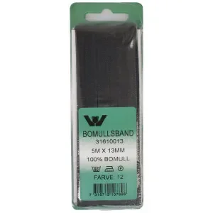Bomullsband Svart 13mm 5m Kampanjpris