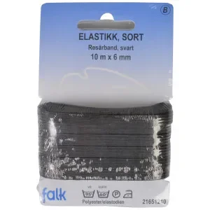 Premium Resår / Resårband Platt Svart 6mm 10m