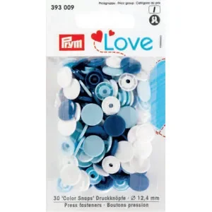 Prym Color Snaps Tryckknappar Plast Rund 12,4 mm ass. Blå – 30 st risnedsättning