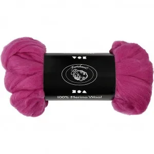 Kardad ull – Merino Garn, 21 my, 100 g, rödviolett Sista chansen