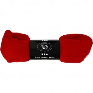 Kardad ull – Merino Garn, 21 my, 100 g, julröd Populär
