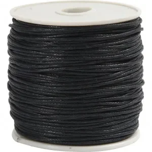 Makramégarn / Knytsnöre Vaxat Svart 1mm 40m Extra rabatt