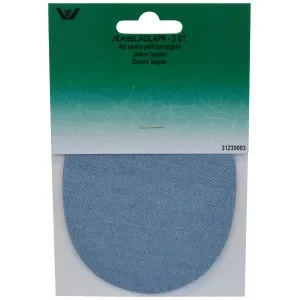 Fynd Strykmärke / Reparationslapp Jeans Oval Ljus Denim 9x11,5 cm – 2 st.