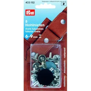 Prym Hålnitar Silver 9mm till 6-9mm tjocklek – 8 st Begränsat erbjudande