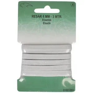 Resår/Resårband Vit 6mm 3m Sänkt pris