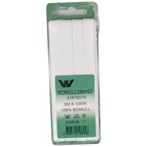 Billigare Bomullsband Vit 10mm 5m