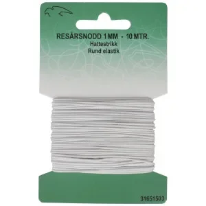 Begränsad tid Resår / Resårband Rund Vit 1mm 10m