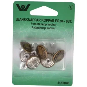 Patentknapp Koppar 17mm – 6 st. Outlet
