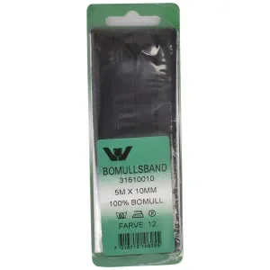 Beställ nu Bomullsband Svart 10mm 5m