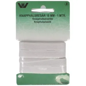 I lager Knapphålsresår Vit 18mm 1m