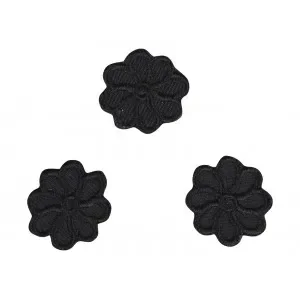 Strykmärke Svart Blomma 2 cm – 3 st Rabatter