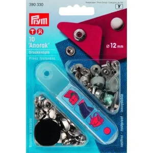 Rabatter Prym Anorak Tryckknappar Silver 12mm – 10 st.