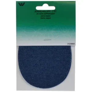 Strykmärke / Reparationslapp Jeans Oval Mörk Denim 9x11,5 cm – 2 st. Premium