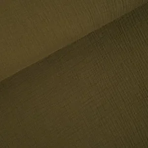 Sänkt pris Crepe-tyg i bomull 135cm 043 Khaki – 50cm