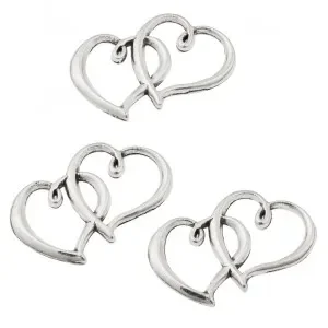 Berlock Hjärta Metall Silver 31x22mm – 10 st Kundfavorit