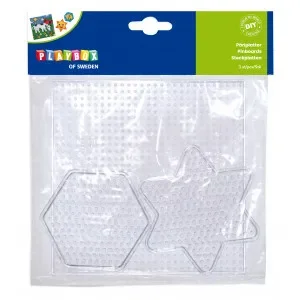 Nyhet Playbox Pärlplattor Transparent Fyrkant/Stjärna/Sexkant – 3 st.