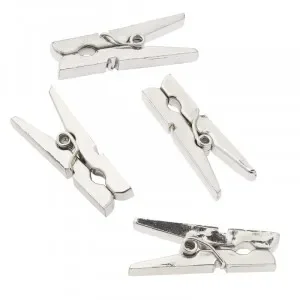 Begränsat antal Mini Klädnypor Trä Silver 3cm – 12 st