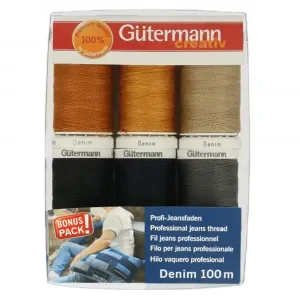 Gütermann Trådset Sytråd Denim 6 färger 100m – 6 st Begränsat antal