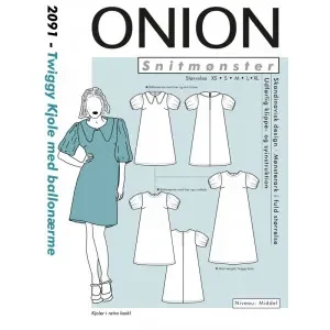 Fri frakt ONION Snittmönster Twiggy Klänning med Ballongärmar