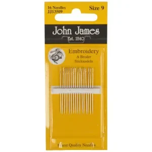 Kundfavorit John James Broderinålar strl. 9 – 16 styck