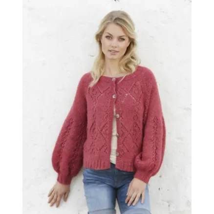 Berry Diamond Cardigan by DROPS Design – Jacka stickmönster str. S – XXXL Nyhet