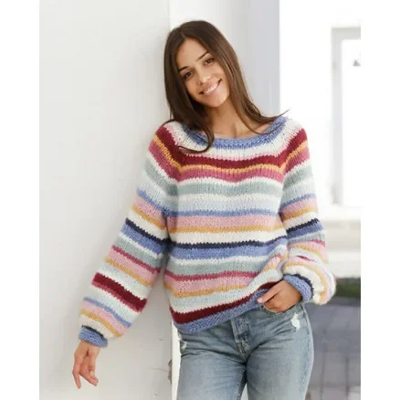 Premium Happy Stripes by DROPS Design – Blus Stickmönster str. S – XXXL
